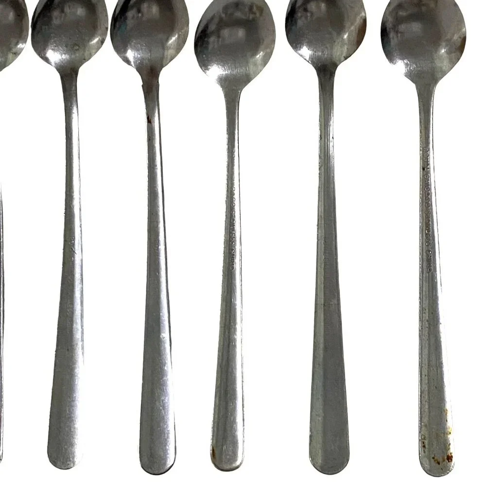 Royal Chicago‎ Stainless Steel China Teaspoon Lot of 8 Art Deco Dining Kitchen